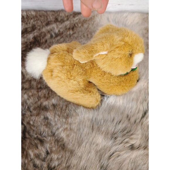 Vintage Russ Berrie Plush Jumper Bunny Rabbit With White Tail & Pink Rose Collar - Picture 5 of 7
